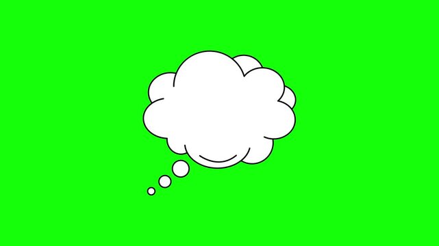 Animated thought bubbles expanding in sequence on a green screen background