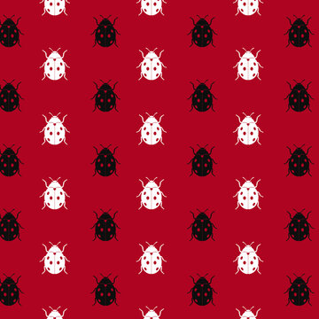 Cute lady bug repeat pattern in a seamless vector design, modern insect illustration print