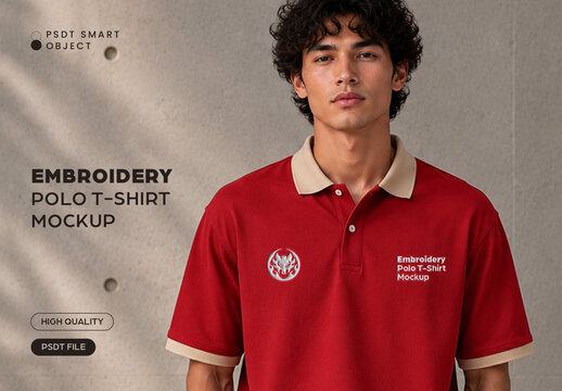 Embroidery Polo T-Shirt Mockup