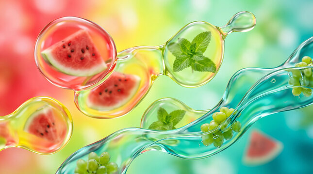 abstract summer gradient fruit wallpaper with watermelon mint and grapes
