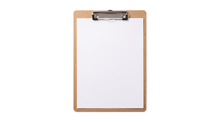 Plakat Top view wooden clipboard with white paper sheet mockup for daily checklist scheduler and business.