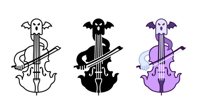 Three elegant vintage violins in different artistic styles