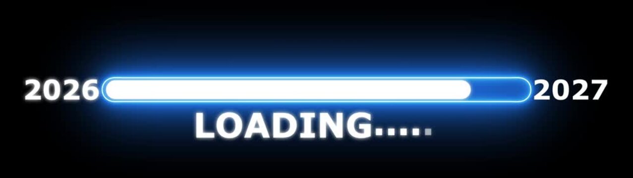 Animated progress bar from zero to hundred increasing percentage animation on black background. Bright loading bar. Loading 4k animation alpha channel.