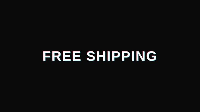 Motion Video of Free Shipping Text Displayed on Black Background for Promotional Content.
