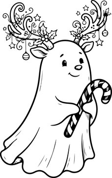 Reindeer ghost vector illustration