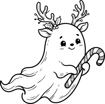 Reindeer ghost vector illustration