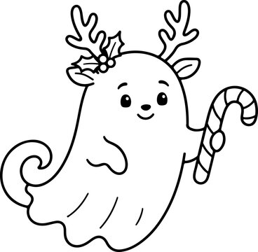 Reindeer ghost vector illustration