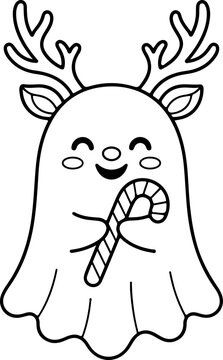 Reindeer ghost vector illustration