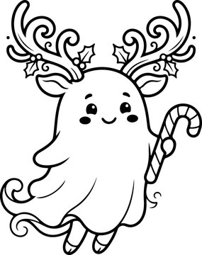 Reindeer ghost vector illustration