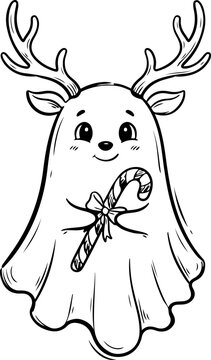 Reindeer ghost vector illustration
