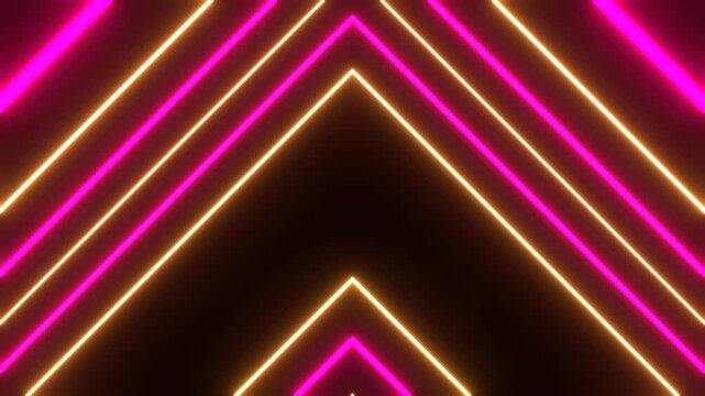 Pink and Yellow Neon Rays Triangular Movement Background VJ Loop in 4K
