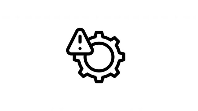 Line icon representing system error warning configuration failure alert gear vector graphic