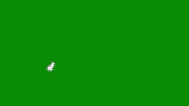 Luxury white glitter sparkle animation, white twinkling particles shimmer, magic glitter dust trail, twinkling shimmer line effect, doodle stars motion, seamless shiny transition green background. 4k