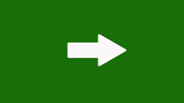 Animated White Right Arrow Pointing at Green Screen Background