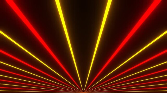 Red and Orange Neon Rays Diverge in Different Directions Background VJ Loop in 4K