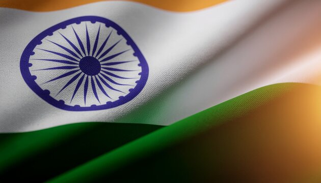 Indian Flag Waving Gracefully in the Wind Against a Clear Sky
