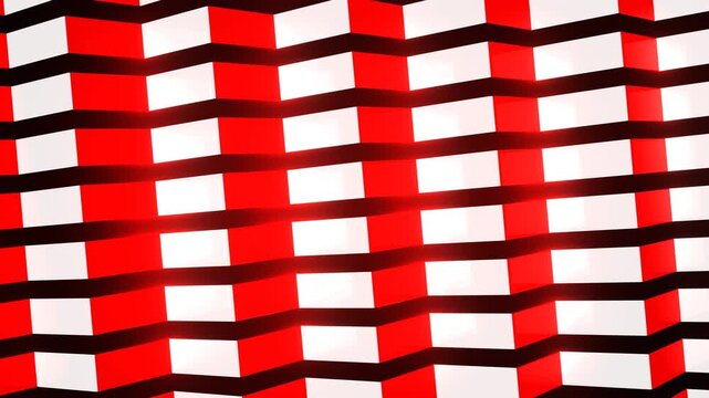 Red and White Movement of Glossy Rectangles Background VJ Loop in 4K