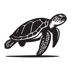 Obraz premium Detailed Sea Turtle Swimming Vector Illustration for Marine Biology Graphic and Ocean Life Logo.