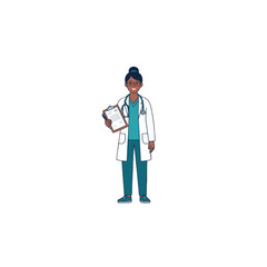 Fototapeta premium Professional Female Doctor Character Holding Medical Clipboard for Healthcare Services and Patient Consultation Vector Illustration