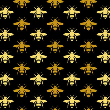 Honey bee repeat pattern design in a seamless vector illustration for packaging, backgrounds and other marketing