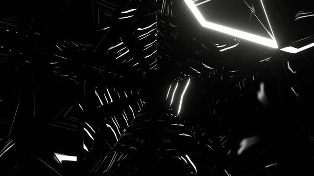 White Pentagon Strobe Tunnel Background VJ Loop in 4K