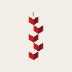 Business career growth vector concept. Symbol of leadership vision, corporate strategy, future ambition, and professional success. Minimal design eps10 illustration.