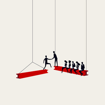 Business team building vector concept. Symbol of corporate recruitment, employee onboarding, teamwork construction, and professional career. Minimal design eps10 illustration.