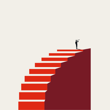 Business leadership vision vector concept. Symbol of career success, future growth, strategic planning, and corporate opportunity. Minimal design eps10 illustration.