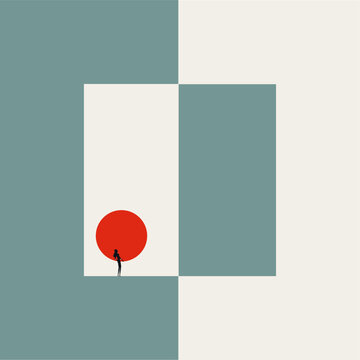Business solution vector concept. Symbol of overcoming challenge, corporate ambition, finding answers, and strategic success. Minimal design eps10 illustration.
