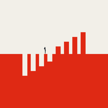 Business financial recovery vector concept. Symbol of economic turnaround, market growth, corporate performance, and strategic profit. Minimal design eps10 illustration.