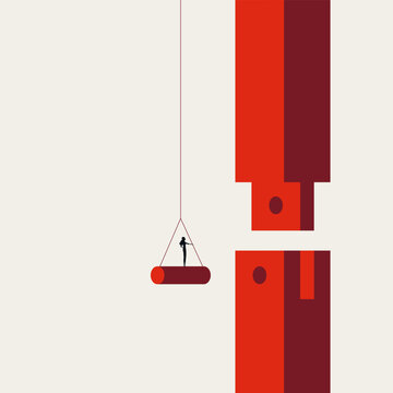 Business engineering solution vector concept. Symbol of corporate challenge, strategic planning, project completion, and final execution. Minimal design eps10 illustration.