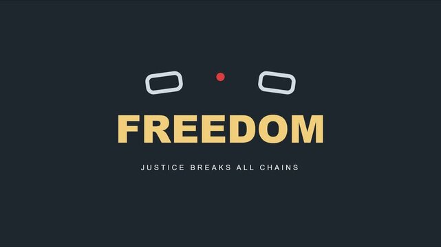 Freedom justice breaks all chains motion animation with breaking shackles symbol for human rights and social equality concepts 4k