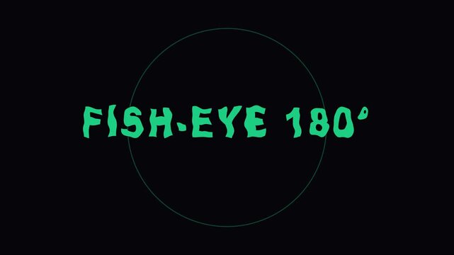 Fish-eye 180 degree lens overlay effect for cinematic camera simulation and wide angle visuals animation 4k