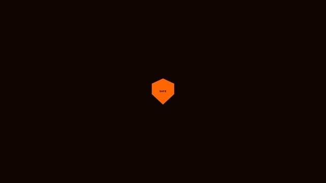 Dynamic motion of glowing orange geometric shapes in a dark environment for visual effect.
