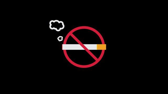 No smoking sign vector animation. Smoking ban flat icon design. Perfect for healthy lifestyle concepts.