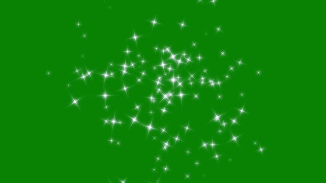 Glowing 2d star sparkle animation doodle cartoon twinkling stars with glitter burst effect magic sparkles glitter line stars, shining sparkle motion trail overlay green screen 4k