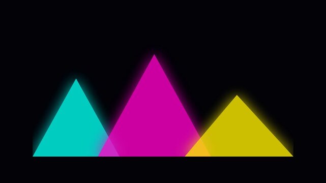Colorful Motion of Triangles in Vibrant Neon Lights for Dynamic Visual Effect.