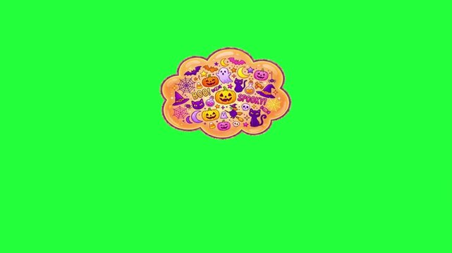 Cute halloween cloud animation green screen spooky holiday celebration