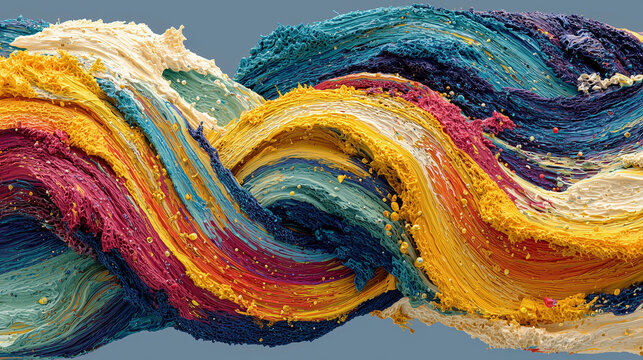 Dynamic abstract acrylic brushstrokes, vibrant and energetic sweeping lines