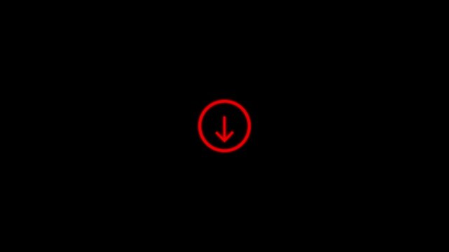 Animated arrow, cloud, folder, file, animated arrow, downloading icon in circle with Black background.