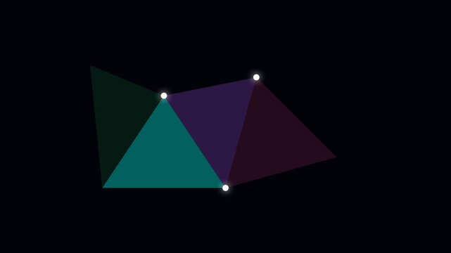 Dynamic motion of colorful geometric shapes in a digital animation scene for creative projects.