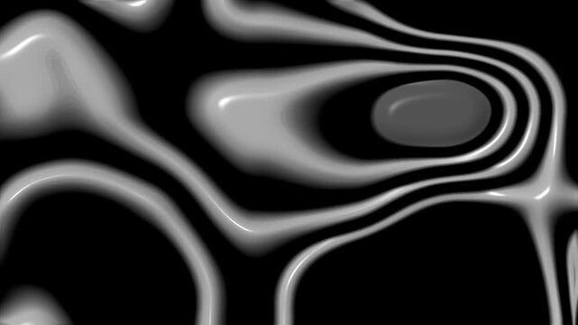Abstract silver liquid wave motion background. Shiny chrome metallic fluid loop. Futuristic monochrome 3d mercury flow transition.