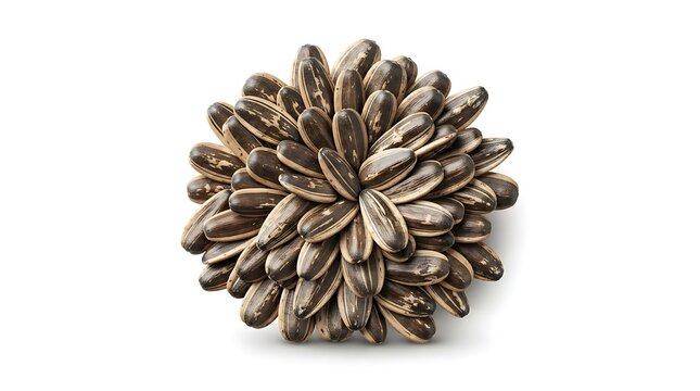 Pile of fresh sunflower seeds isolated on white background.