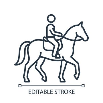 Person riding a horse icon linear style