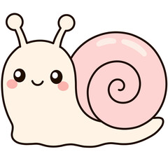 Cute cartoon pink snail isolated element, happy slow animal garden character kids sticker print © เหนือ เมฆ