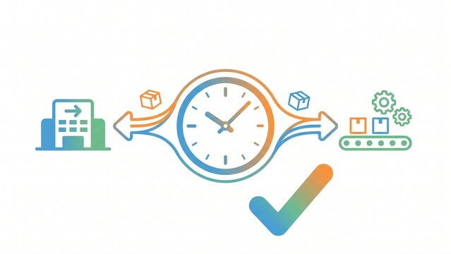 Just In Time Inventory Management and JIT Logistics Vector Illustration