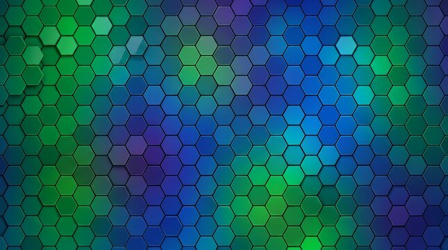 Modern Abstract Geometric Hexagonal Mosaic Pattern with Vibrant Green and Blue Gradient abstract geometric background hexagon mosaic pattern green blue purple gradient modern trend design banner
