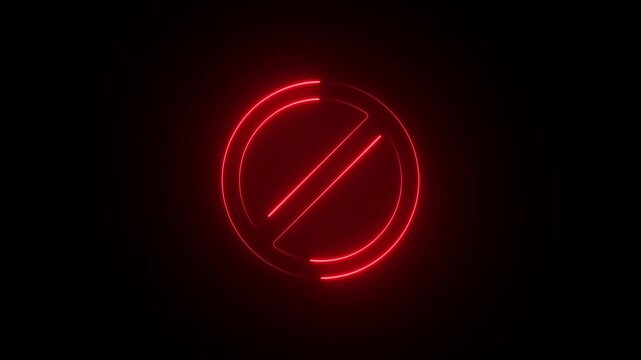 Red neon circular refresh symbol glowing against a dark background, representing update, reload, synchronisation, renewal, restart, repeat, refresh technology, digital interface, and modern software.