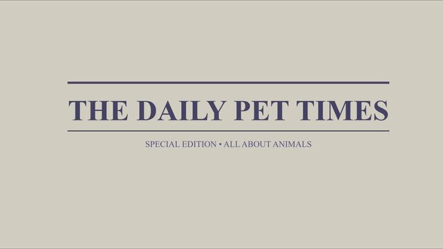 The daily pet times special edition newspaper headline motion animation 4k