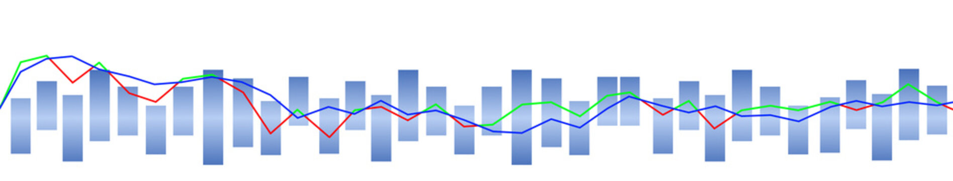 diagramme sur fond transparent dans les tons de bleu avec courbe rouge et verte pour illustrer la finance, les ventes, le commerce &eacute;voluant dans le temps
